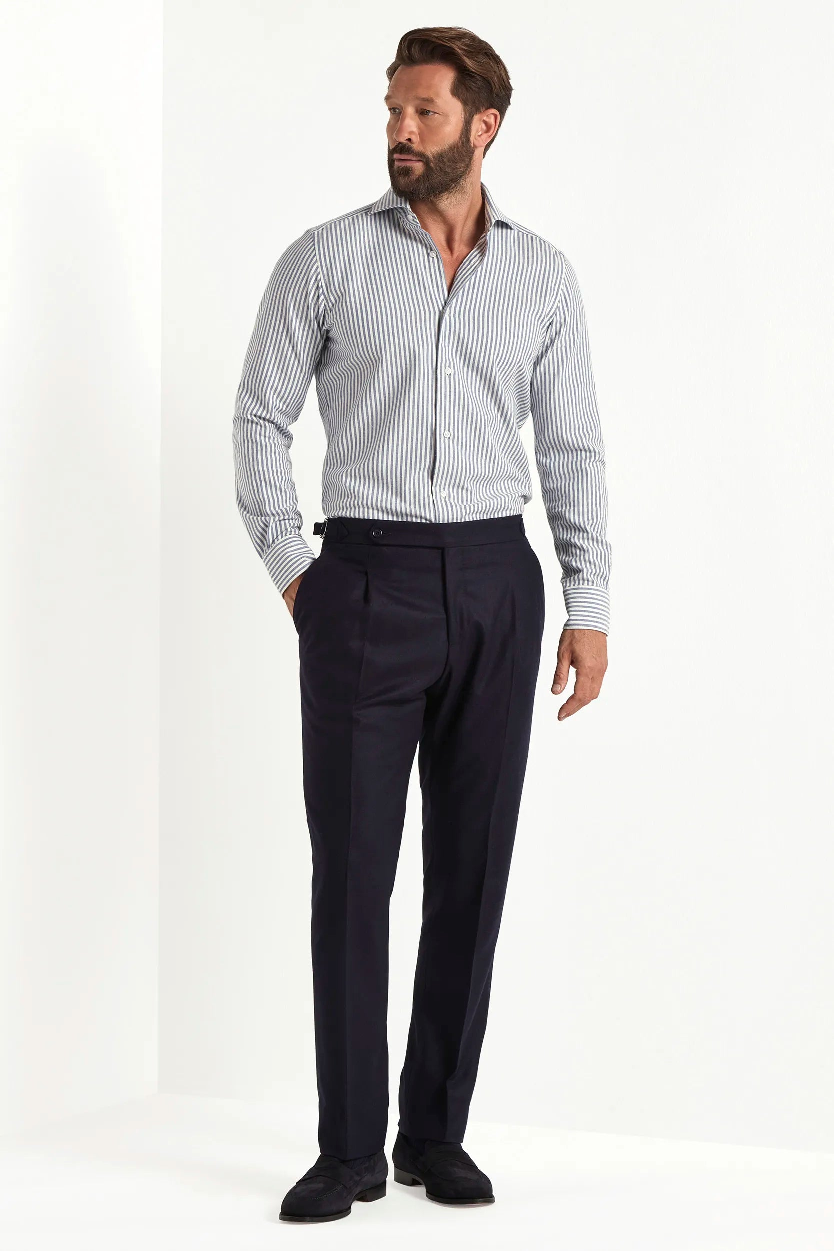 Blue flannel Roma trousers - Made in Italy