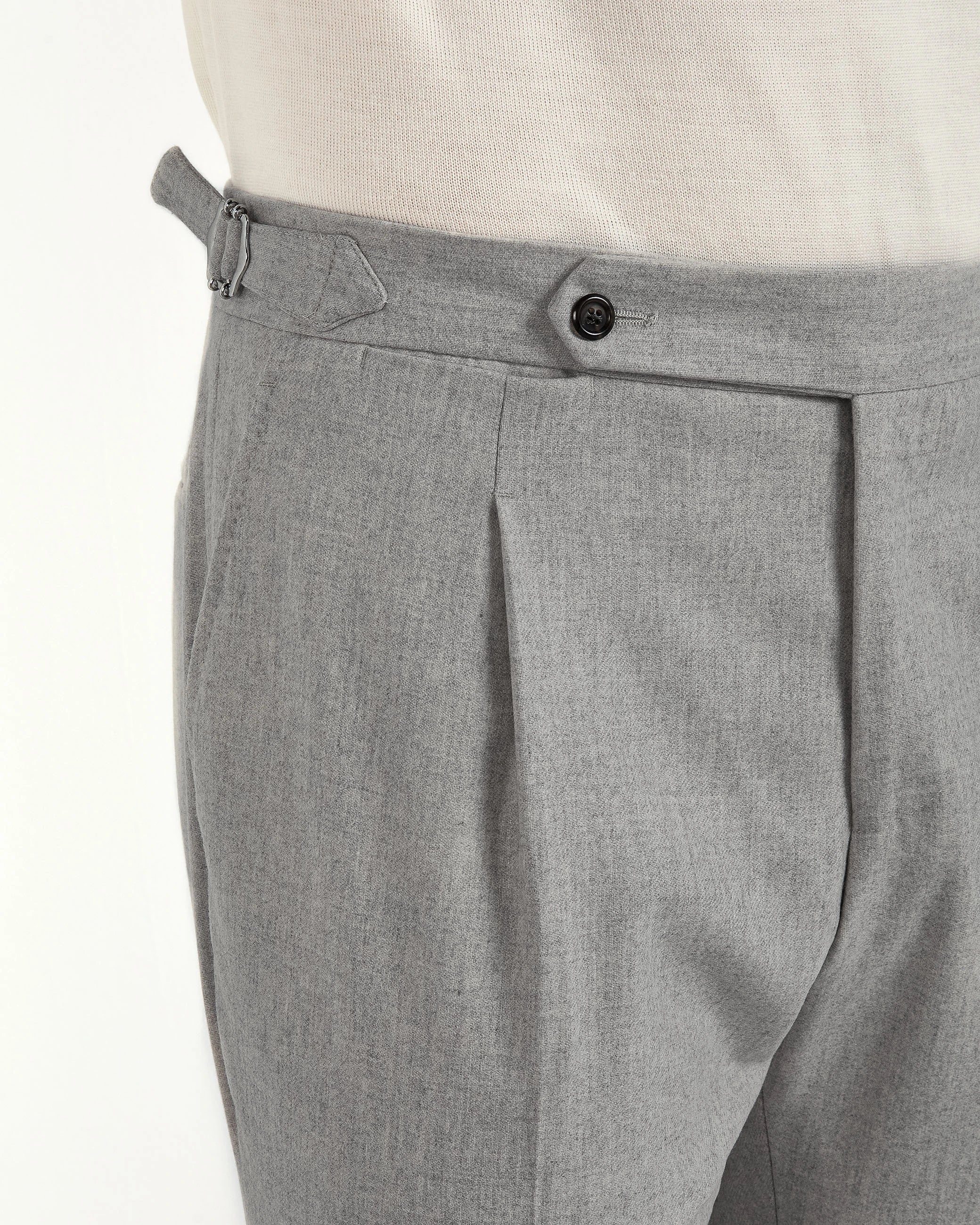 Light grey flannel Roma trousers - Made in Italy