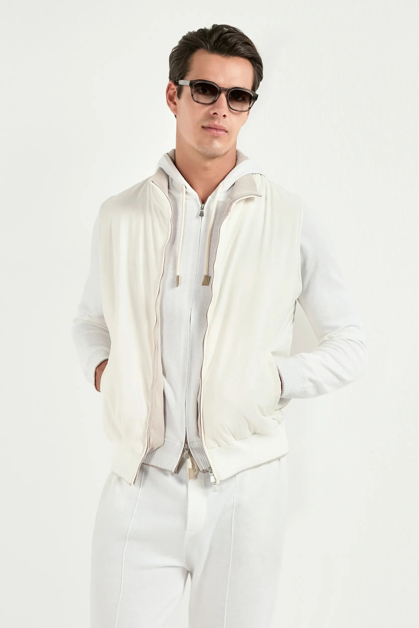 Off-white nylon vest - Made in Italy