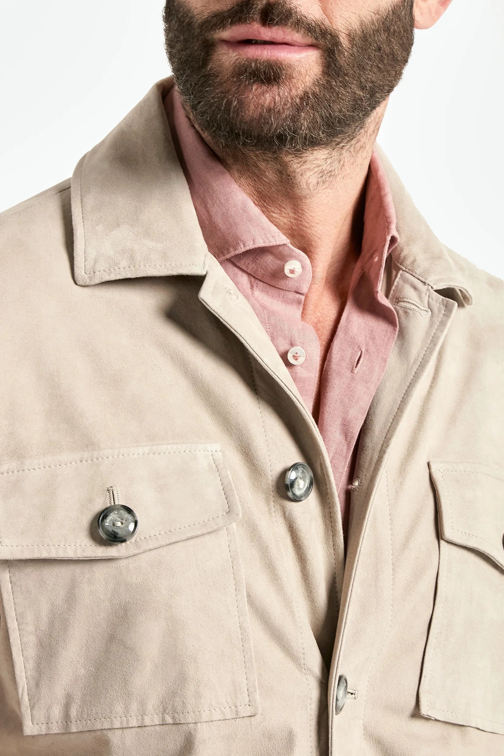 Taupe suede field jacket - Made in Italy