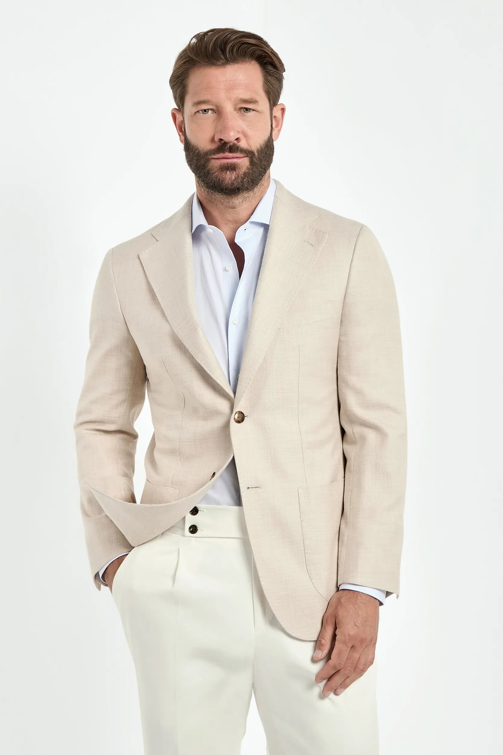 Beige jacket in cotton and silk - Made in Italy
