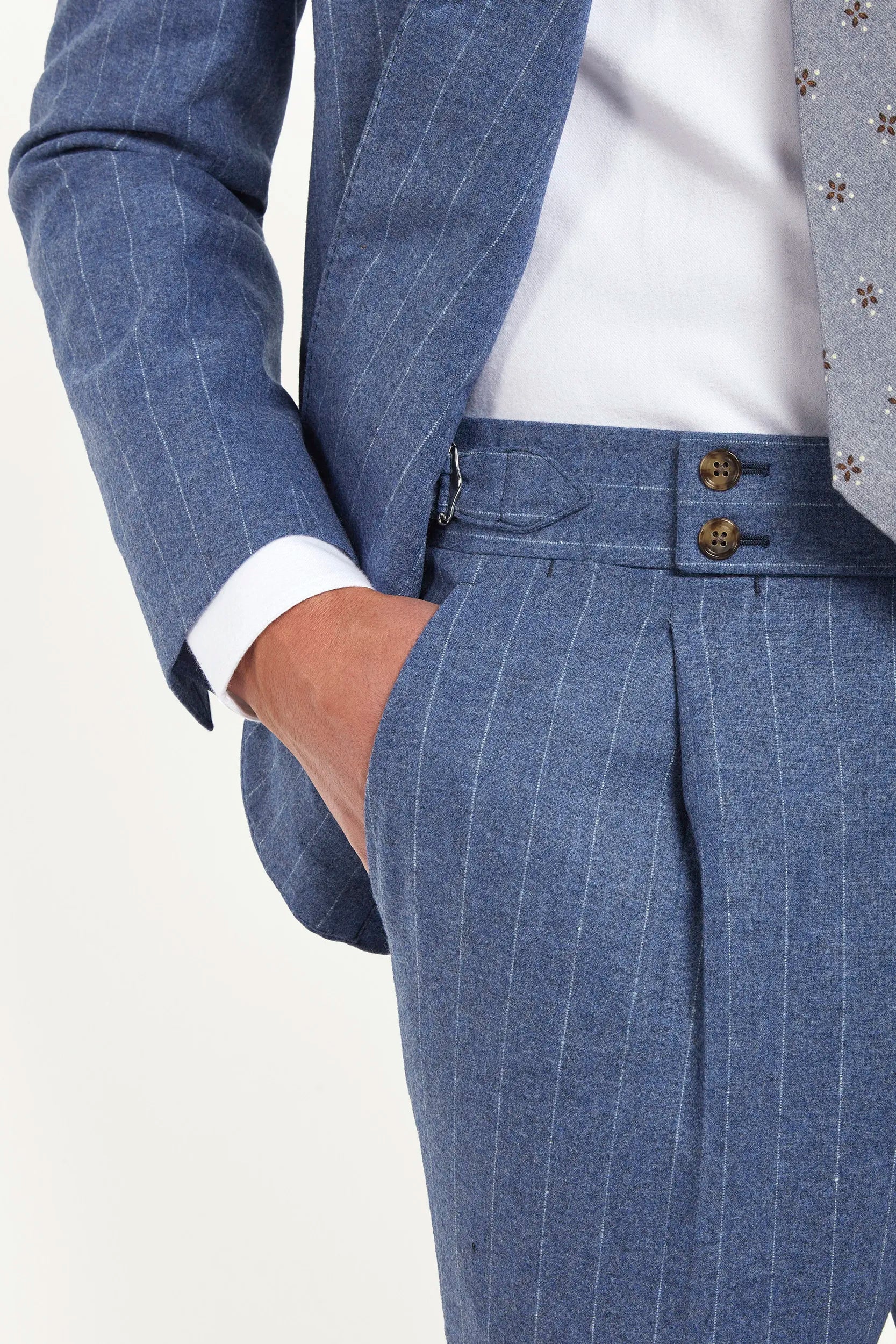 Dusty blue striped suit - Made in Italy