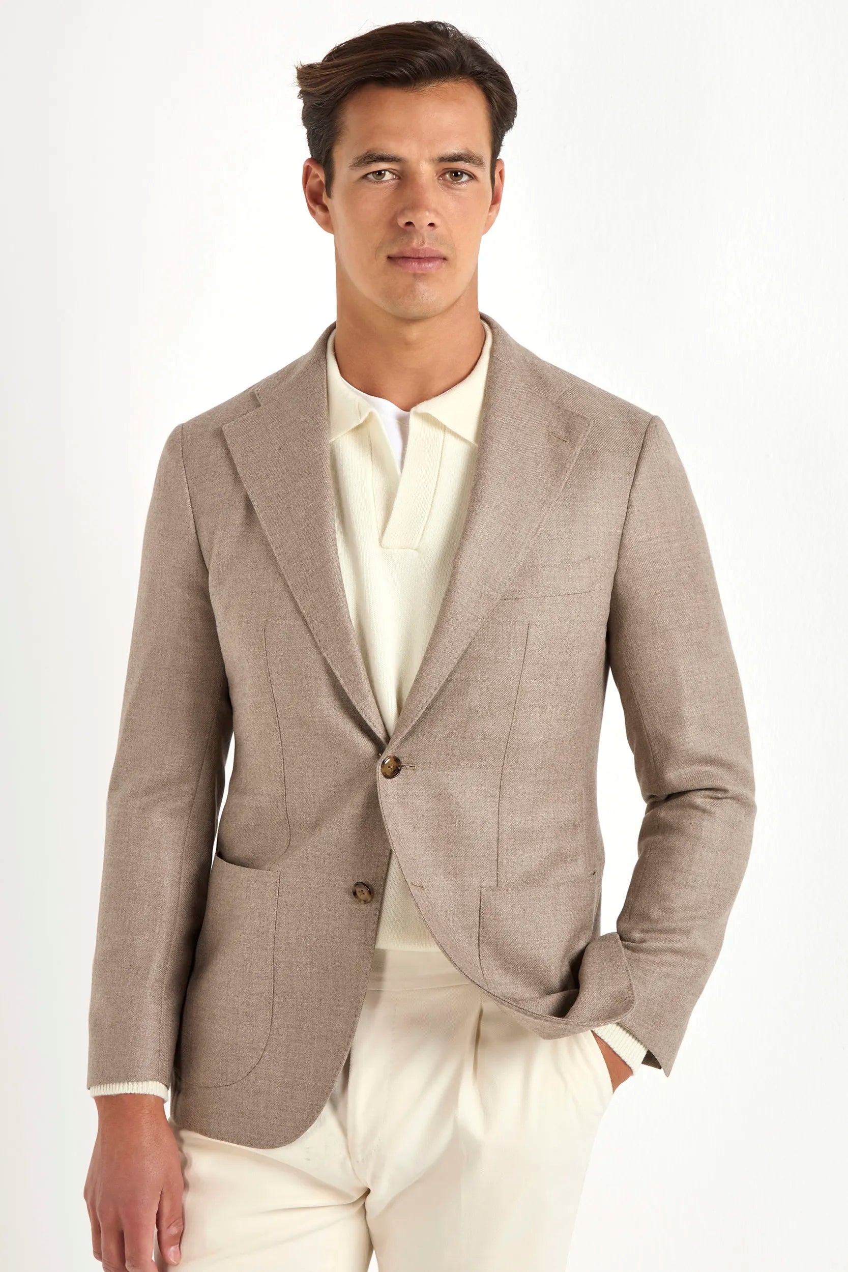 Taupe jacket in wool and cashmere - Made in Italy
