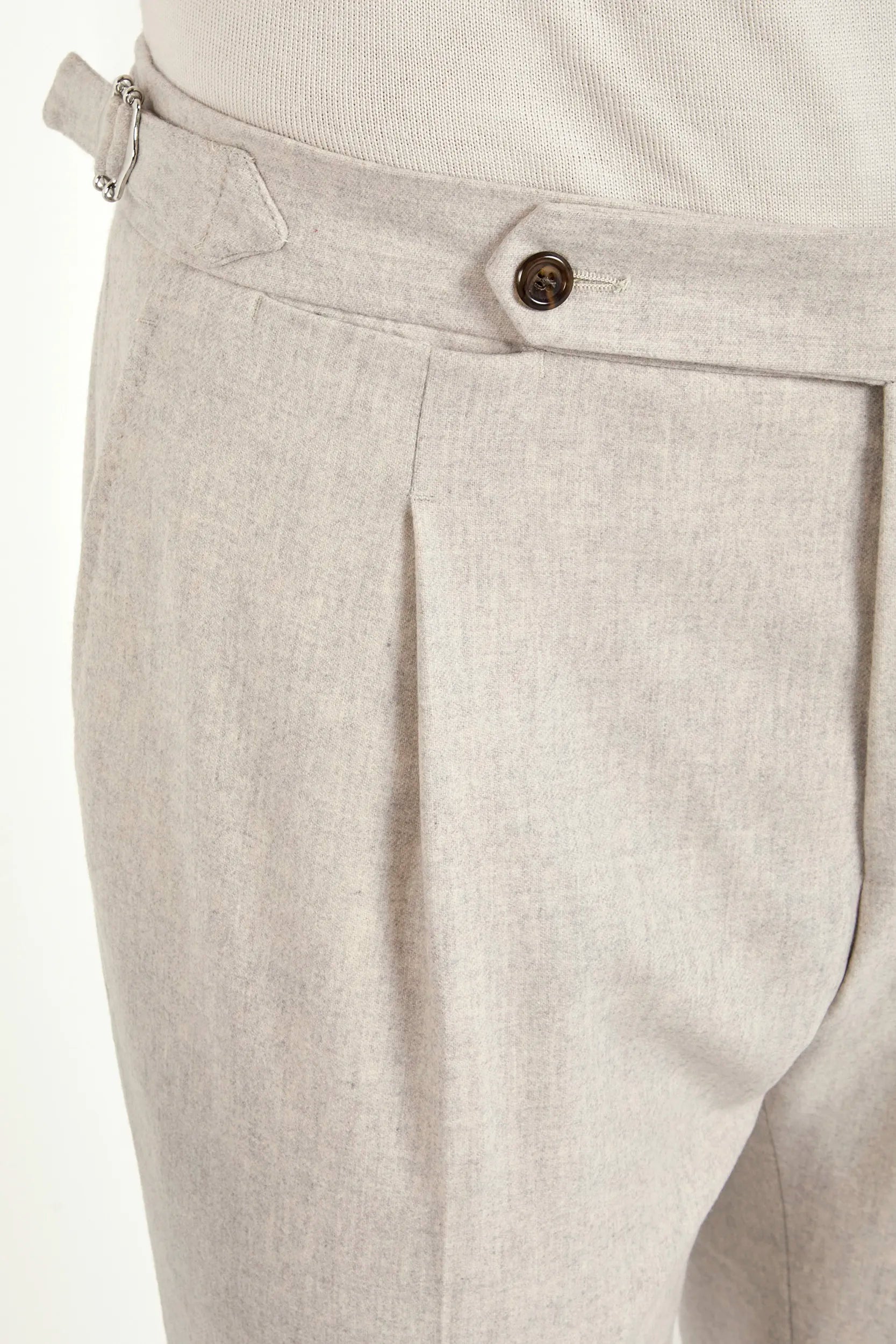 Beige flannel Roma trousers - Made in Italy