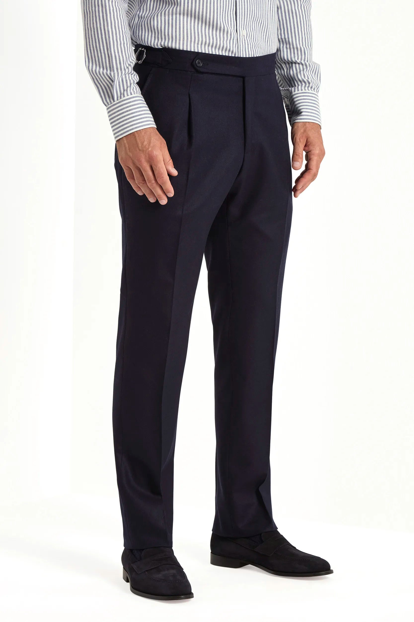 Blue flannel Roma trousers - Made in Italy