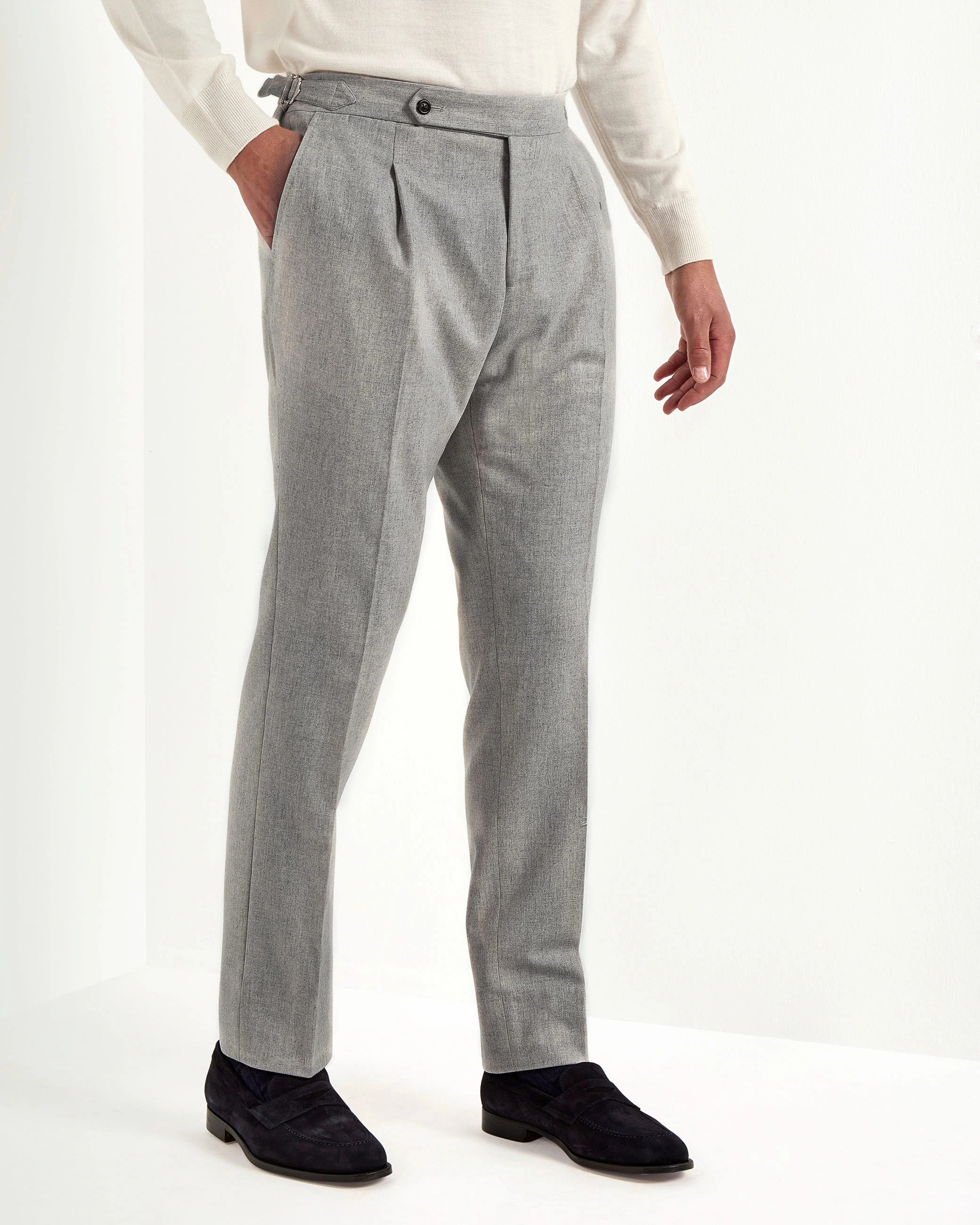 Light grey flannel Roma trousers - Made in Italy