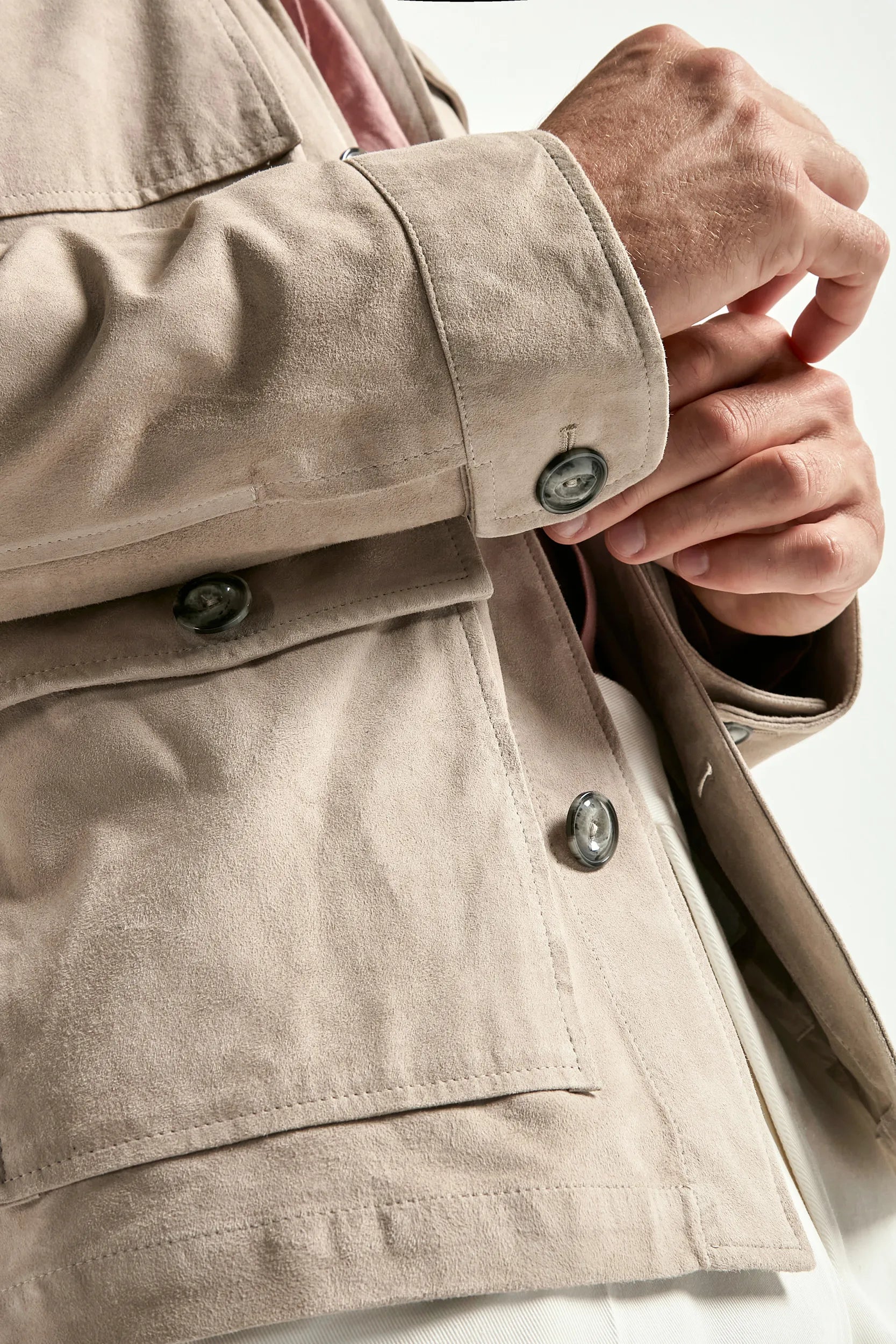 Taupe suede field jacket - Made in Italy