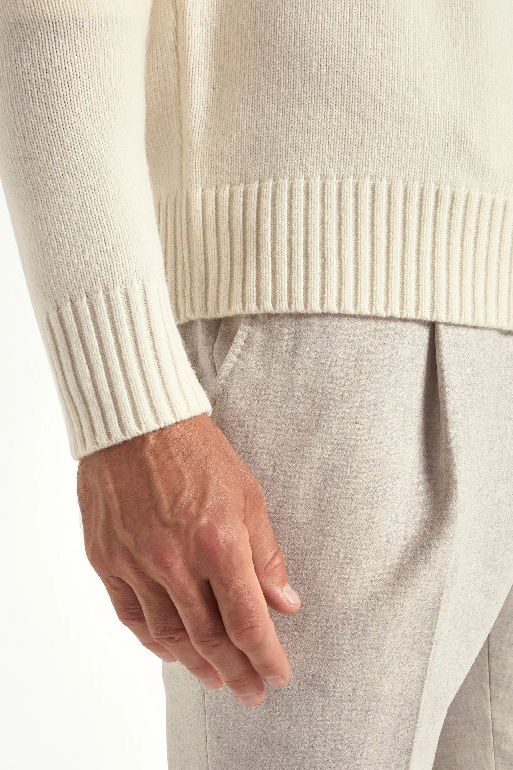 Cream merino crewneck - Made in Italy