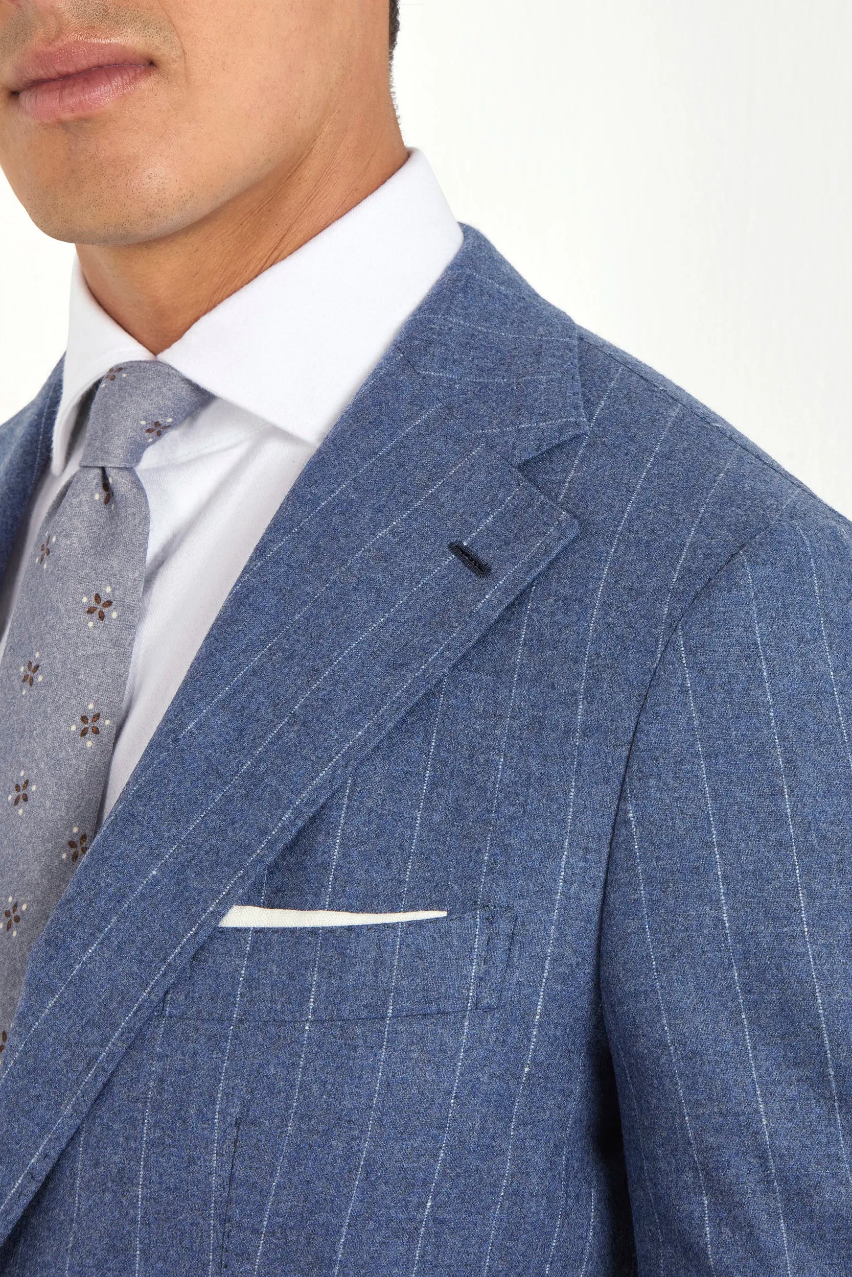 Dusty blue striped suit - Made in Italy