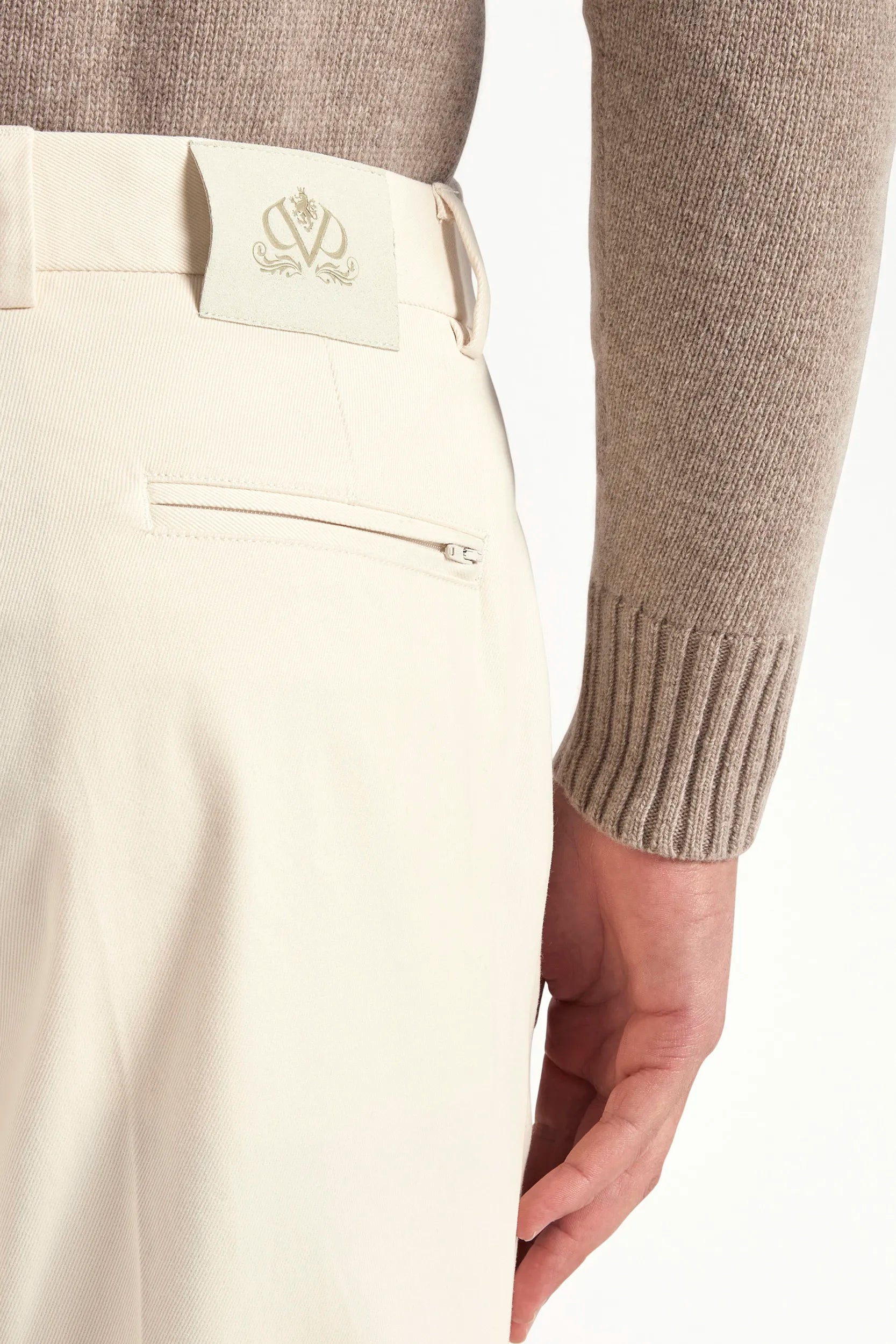 Off-white cotton and cashmere Garda trousers - Made in Italy