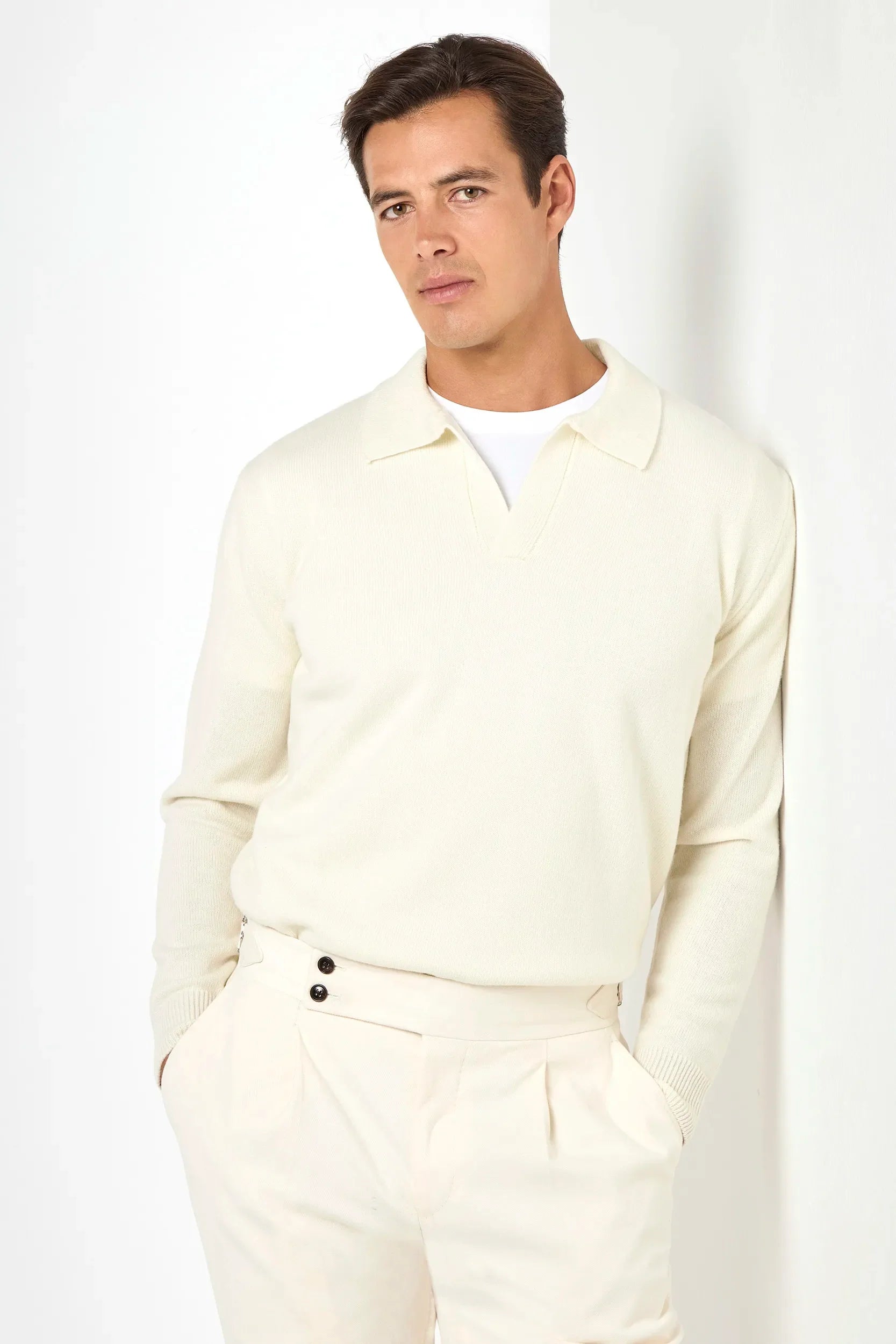 White wool polo - Made in Italy